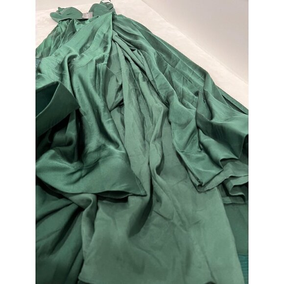 New La Femme Size 4 Strappy Back Satin Ballgown Emerald Green *Prom - Picture 7 of 14